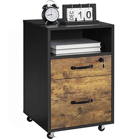 Yaheetech Cajonera Escritorio Debajo Mueble Archivador con Ruedas Cajonera de Oficina Móvil con 2 Cajones Mueble Impresora de Estilo Industrial 40×40×65,5cm