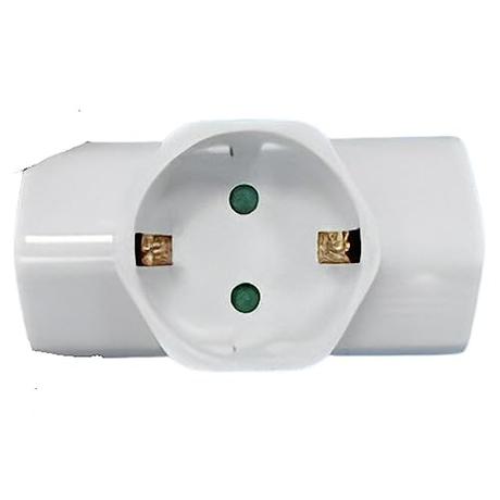 Adaptador 3 tomas (enchufes) Ladrón triple con tierra 16A Blanco - Zenitech
