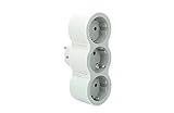 Legrand 694518, Adaptadores 2P+T, 3 Tomas de enchufes/Corriente Frontales, Ladron de enchufes, Color Blanco/Gris Claro