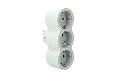 Legrand 694518, Adaptadores 2P+T, 3 Tomas de enchufes/Corriente Frontales, Ladron de enchufes, Color Blanco/Gris Claro
