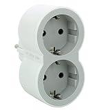 Legrand 694516, Adaptadores 2P+T, 2 Tomas de enchufes/Corriente Frontales, Ladron de enchufes. Color Blanco/Gris Claro