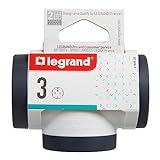 Legrand 694520, Adaptadores 2P+T, 3 Tomas de enchufes/Corriente Laterales, Ladron de enchufes, Color Blanco/Gris Oscuro