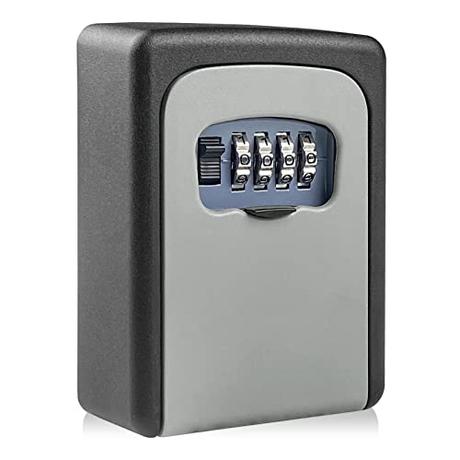 Newpop Caja de Seguridad para Llaves con código de 4 dígitos, Impermeable y Resistente a la corrosión Pared cajetin Llave combinación para hogar, Garaje, Escuela, Oficina, Gimnasio (Gris)