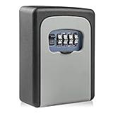 Newpop Caja de Seguridad para Llaves con código de 4 dígitos, Impermeable y Resistente a la corrosión Pared cajetin Llave combinación para hogar, Garaje, Escuela, Oficina, Gimnasio (Gris)