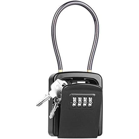 Diyife Impermeable Caja de Seguridad para Llaves, Portátil Caja de Bloqueo para Llaves al Aire Libre con Cuerda de Alambre, Caja para Llaves de 4 Dígitos para Hogar Exterior Oficina