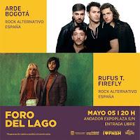Concierto de Arde Bogotá y Rufus T. Firefly en el Foro del Lago
