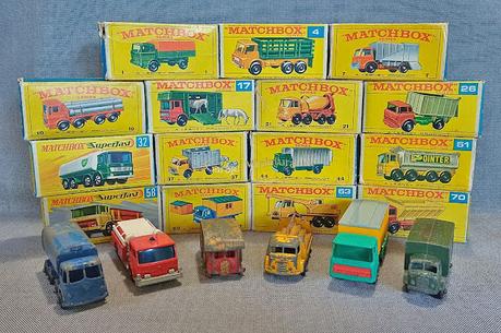 Veintiún camiones frontales de los Matchbox de mi infancia