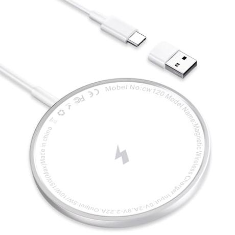 15W Cargador Inalambrico iPhone Rápido Cargador mag-Safe para Apple iPhone 15 Pro Max/15 Plus/14 Pro Max/14 Plus/13 Pro/12 Mini,AirPods Pro, Cargador iPhone Carga Rapida Inalambrico Wireless Charger
