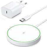 AMSKY Magnético Cargador Inalámbrico para iPhone, 15W Compatible con Cargador Magsafe Apple, Cargador para iPhone Carga Rapida Inalambrico, Carregador Sem Fios para iPhone y Airpods, con 20W Enchufe