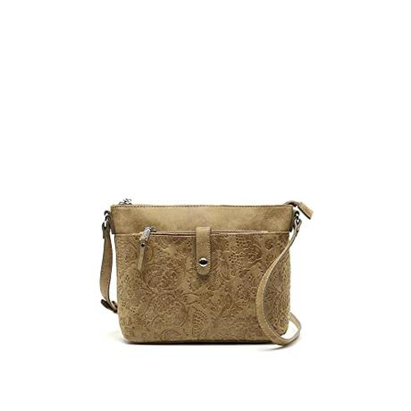 MISAKO Frise bolso bandolera con neceser pequeño - Bolso bandolera pequeño con neceser a juego Frise Camel 19 X 26 X 7 cm