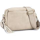 Roulens Bolsos Bandolera Para Mujer con 3 Compartimentos Grandes,Cuero PU Bolso de Hombro Pequeña de Mujer,Bolso Pequeño Bandolera para Damas Mujeres con Correa Ancha Ajustable Y ExtraíBle