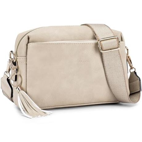 Roulens Bolsos Bandolera Para Mujer con 3 Compartimentos Grandes,Cuero PU Bolso de Hombro Pequeña de Mujer,Bolso Pequeño Bandolera para Damas Mujeres con Correa Ancha Ajustable Y ExtraíBle