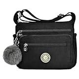 Aucuu Bolso Bandolera Mujer, Impermeable Nailon Crossbody Bolso, Grande Crossbody Bolsos con Correa Ajustable, Múltiples Bolsillo, para Viajar, Escuela, Compras, Trabajo - Negro