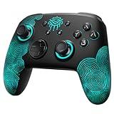 PALPOW [Luminous Pattern] Mando Pro Switch Inalámbrico Compatible con Nintendo Switch/OLED/Lite, Firefly Switch Pro Controller Inalambrico Bluetooth con 7 LED Colores/NFC/Turbo - Negro