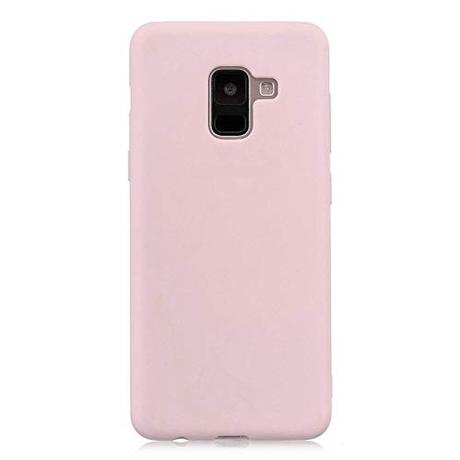 cuzz Funda para Samsung Galaxy A6 Plus+(Protector de Pantalla de Vidrio Templado) Carcasa Silicona Suave Gel Rasguño y Resistente Teléfono Móvil Cover-Rosa Claro