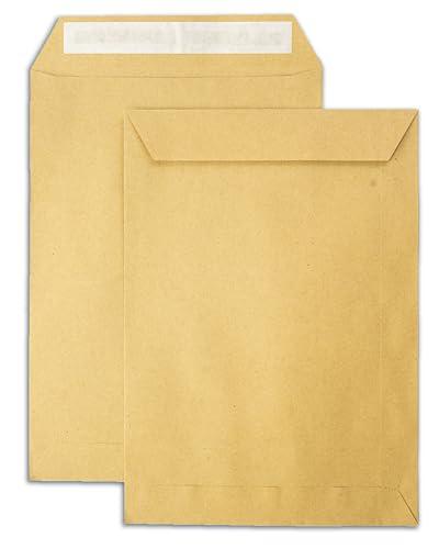 100 sobres C5 A5 marrón con tiras adhesivas sin ventana, 229 x 162 mm, 90 g/m², 100 unidades