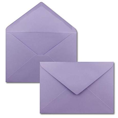 FarbenFroh Sobres de color lila, 50 unidades, DIN C5, 22,0 x 15,4 cm, adhesivo húmedo, sin ventana, tarjetas de Navidad, felicitaciones