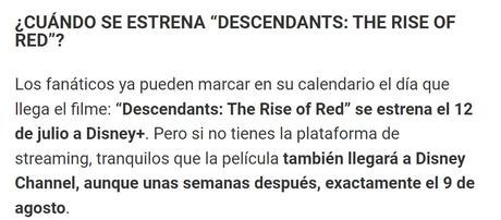 Blog de peliculas de disney: “Descendants: The Rise of Red”: lo que sabemos sobre la película musical de fantasía
