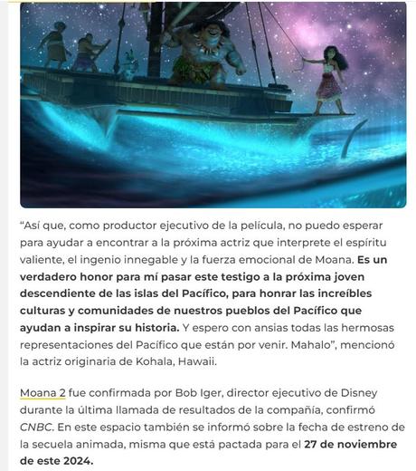 Blog de películas disney: ‘Moana 2’: Disney libera nueva imagen y fecha de estreno