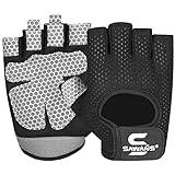 Guantes de Gimnasio para Hombres y Mujeres, Guantes de Fitness para Levantamiento de Pesas, Guantes Transpirables para Mujer, Guantes de Entrenamiento de Silicona Antideslizante (Mediano, Negro)