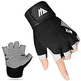 Guantes de Gimnasio de Entrenamiento de Fitness Antideslizantes Que absorben los Golpes, Guantes de Levantamiento de Pesas, Agarre Acolchado, Transpirable, sin Dedos, para Hombres y Mujeres
