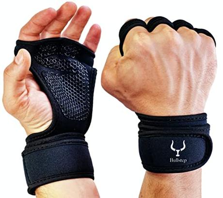 Bullstep Guantes Gimnasio Hombre Mujer, calleras para Crossfit, guantillas Gym Transpirable, Antideslizantes, para Levantamiento de Pesas, calistenia, agarraderas Fitness con muñequeras Gym (L)