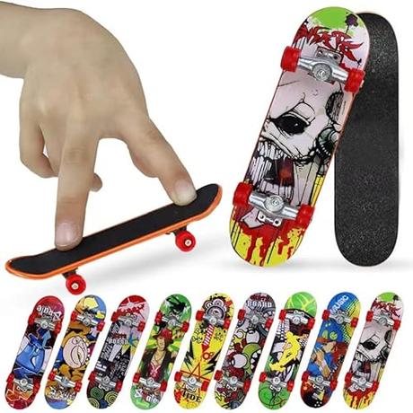 Finger Skateboards,12 Piezas Mini Finger Skate Profesionales Mini Diapasón Monopatines para Dedos Fingerboards Juguete Skatepark Regalo Creativo de Juegos Deportivos para Niños