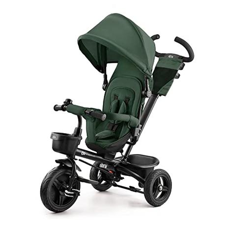 Kinderkraft AVEO Triciclo Bebé, Plegable, Trike, Bicicleta para Niños, Triciclo Evolutivo, Triciclo Sin Pedales, Bicicleta Bebe, Con Accesorios Práctico, Dos Cestas, 9 Meses a 25 kg, Verde