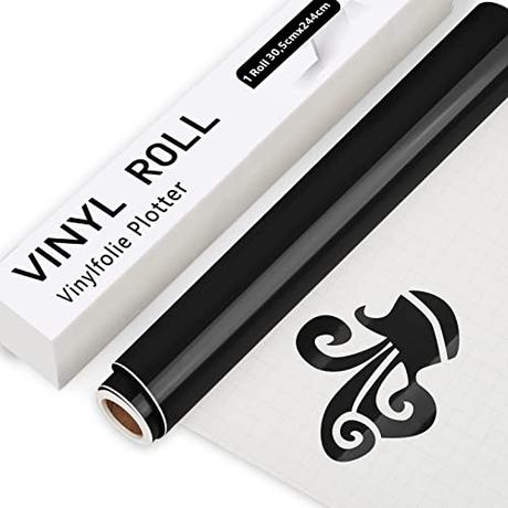 IModeur Negro Vinilo Permanente Rollo, 30,5 cm x 244 cm de Vinilo Adhesivo Negro Brillante, Vinilo Negro para Cricut, Silhouette Cameo, la mayoría de las máquinas de corte
