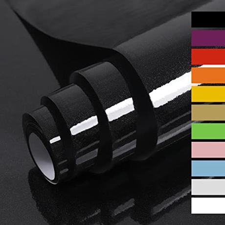Hode Papel Adhesivo para Muebles Vinilos Adhesivo para Muebles Puertas Ventanas Pegatina de Vinilo Adhesivo Muebles 40X300cm (Negro)