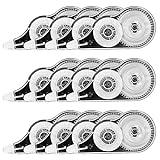 Yoosso 12 Piezas Cintas Correctoras, 12m x 5 mm Mini Cinta Correctora Correction Tape con Capuchón Protector para Material Escolar Oficina Hogar Niños Estudiantes Adultos (Negro)