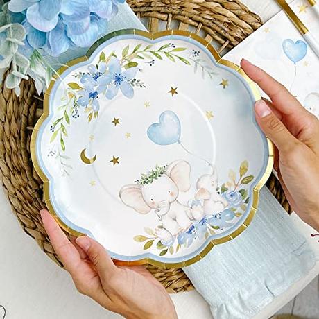 Platos de papel decorativos de primera calidad - Kate Aspen Elefante Baby Shower