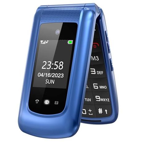 uleway Teléfono Móvil para Mayores, con Tapa de Teclas Grandes, Botón SOS, Pantalla de 2,4 Pulgadas, Llamada Rápida, Sonido Fuerte de Radio, 1000mAh Batería, Fácil Uso para Ancianos, Azul.
