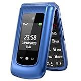 uleway Teléfono Móvil para Mayores, con Tapa de Teclas Grandes, Botón SOS, Pantalla de 2,4 Pulgadas, Llamada Rápida, Sonido Fuerte de Radio, 1000mAh Batería, Fácil Uso para Ancianos, Azul.