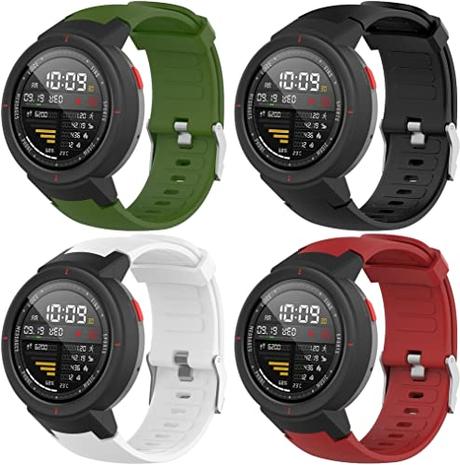 Chainfo Correa de Reloj compatible con Amazfit Verge/Verge lite, Blando Silicona Narrow Delgada Deporte Reemplazo Pulsera (H [Pack of 4])