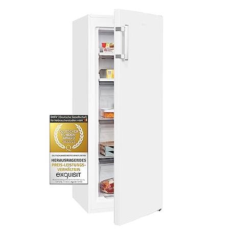 Exquisit® Congelador Vertical, 161L, Clase C, Color Blanco, 1 Puerta, Tecnologia No-Frost, Alarma Acústica de Puerta Abierta, Puerta Reversible, Consumo 132 kWh/año, Medidas 143x54x61,5 Cm.