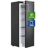 CHIQ Congelador vertical 166L y 140 cm, congelación rápida, silencioso, puertas reversibles, descongelación automática, iluminación LED, negro, clasificación energética E