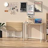 Mesa de Escritorio Plegable con Soporte Monitor de Ordenador, Marrón, Mesa Abatible de Cocina, Escritorio Portátil para Computadora, Estudio, Casa Oficina, 80x45x75cm