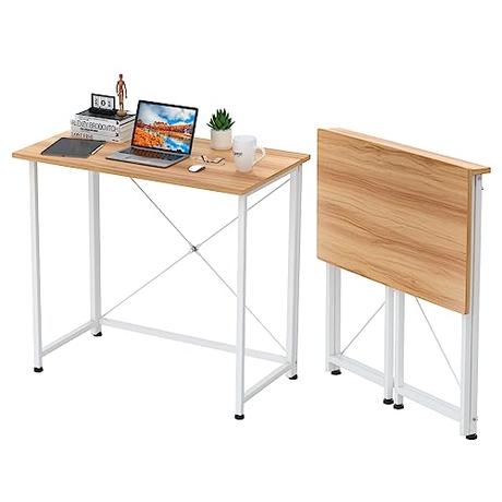 Lvhecforhm Mesa Escritorio Plegable, Marrón Mesa de Oficina Plegable, para Ordenador, Pequeño Mesa Ordenador Plegable Escritorios portátiles para Estudio, Casa Oficina 80x45.5x74cm