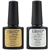 Elite99 Esmaltes Semipermanentes de Uñas en Gel UV LED, 2pcs Kit de Esmaltes de Uñas 7,3ml (Base y top coat)