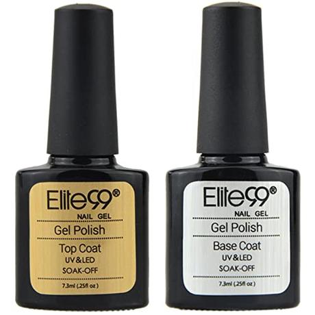 Elite99 Esmaltes Semipermanentes de Uñas en Gel UV LED, 2pcs Kit de Esmaltes de Uñas 7,3ml (Base y top coat)