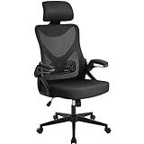 Yaheetech Silla de Oficina Ergonomica Silla Reposabrazo Ajustable Silla Oficina Trabajo con Reposacabeza Silla Giratoria Negro