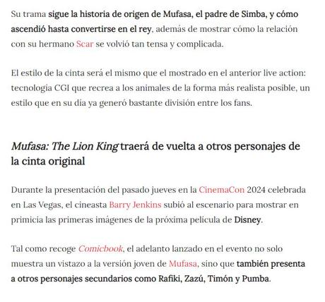 Mufasa, Mira la precuela de El Rey León, llegá de la mano de Disney este 2024