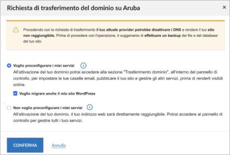 Cómo transferir un sitio de WordPress con la herramienta de migración de WordPress de Aruba