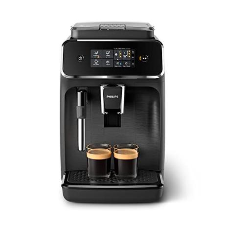 Philips Serie 2200 Cafetera Superautomática - Espumador de Leche Clásico, 2 tipos de café personalizables, Display Táctil, Negro Mate (EP2220/10)