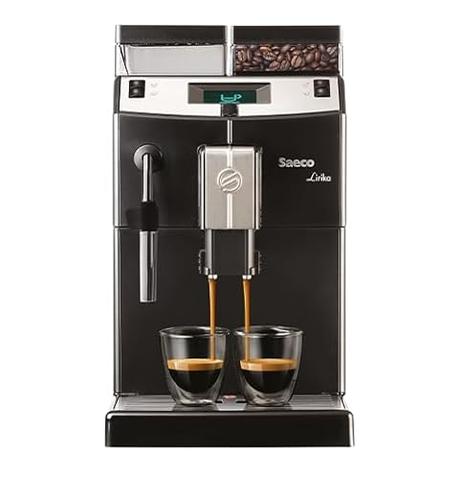 Mocay - Cafetera Automática para Café en Grano - Máquina de Café, Uso y Limpieza sin Esfuerzo, Brazo Doble Salida Regulable en Altura - Con Pannarello de Acero Inoxidable -Saeco Lirika