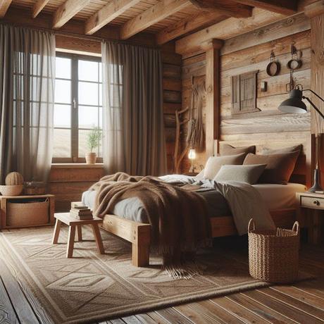Diseño interior estilo rústico dormitorio