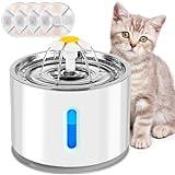 AQXONG Bebedero para Gatos 2.4L, Fuente de Agua para Mascotas Ultra Silenciosa con luz LED - Sistema de Filtración Cuádruple, Tres Modos de Flujo de Agua, con Cuatro Filtros de Carbón Activado