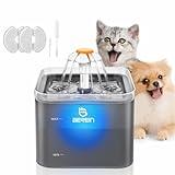 Berein Fuente para Gatos Bebedero Gatos 2 litros con Ultra Silenciosa Bomba Fonte Agua Gato Fuente Gatos con Filtro De Carbón Y Cepillo de Limpiezagris
