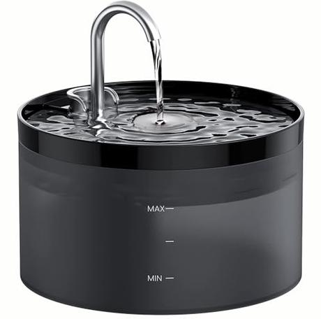 Fuente para Gatos: Bebedero Gatos- 2L Fuente Gatos - Fuente de Agua para Gatos - Fuente Agua Gatos - Fuente Gato - Forma de Grifo - Súper Silenciosa - para Múltiples Mascotas - Negro - GIOTOHUN